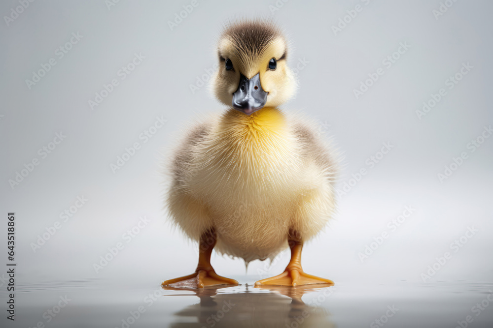 Cute Duckling On Gray Background Cute Duckling On Gray Background