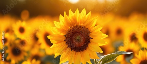 Sunflower close up on a mea...
