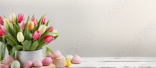 Easter table with tulips ca...