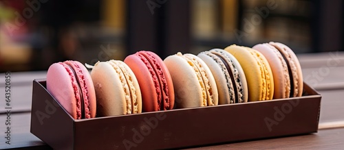 Various macaroons in a smal...