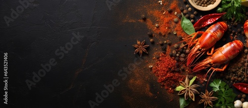 Spiced lobster on dark surf...