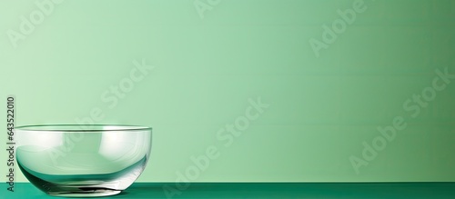 Clean glass bowl on green b...