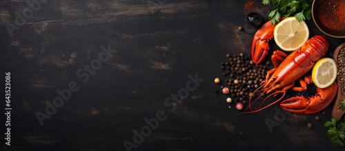 Spiced lobster on dark surf...