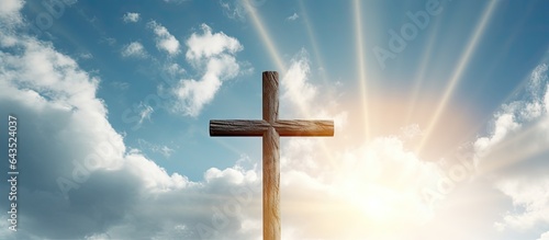 Wooden cross and bright sky...