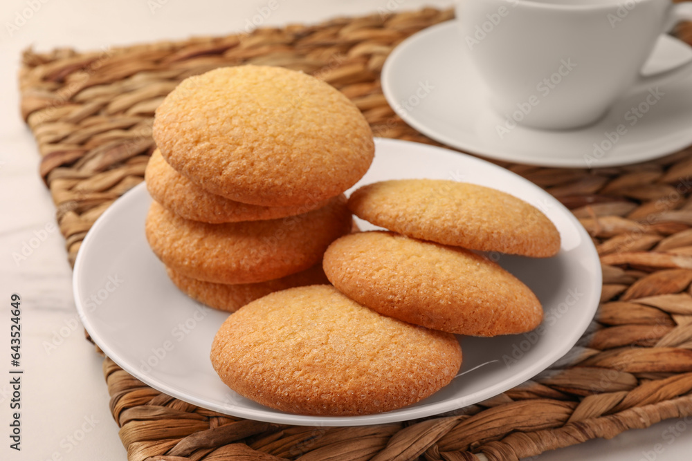 Delicious Danish butter cookies on table, closeup Delicious Danish butter cookies on table, closeup