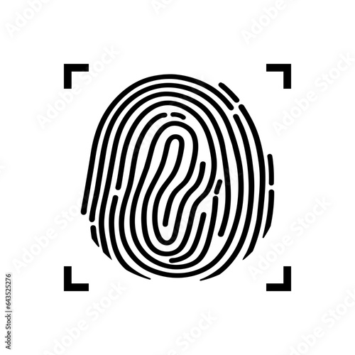 Black line fingerprint scan icon flat vector design