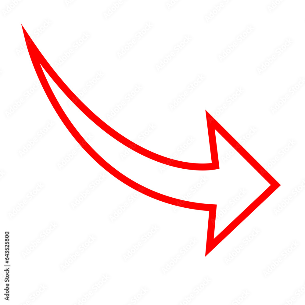 Red Lined Arrows for direction Icon. Arrow vector flat symbol on white background. Isolated line arrow illustration for app, web, social media and banner. Red Lined Arrows for direction Icon. Arrow vector flat symbol on white background. Isolated line arrow illustration for app, web, social media and banner.