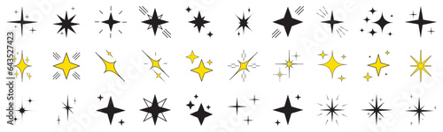 Sparkle star line art icon. Shine icons collection isolated elements on transparent background.