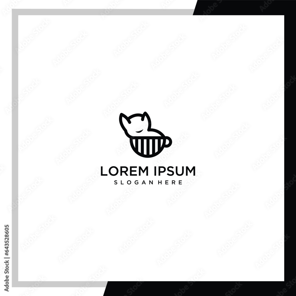 Obraz premium cat logo combination with cup
