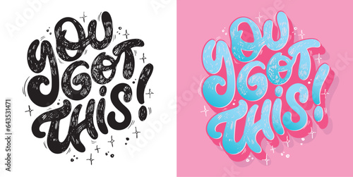 Funny color hand drawn doodle lettering postcard. T-shirt design, mug print, bag print, doodle template print.