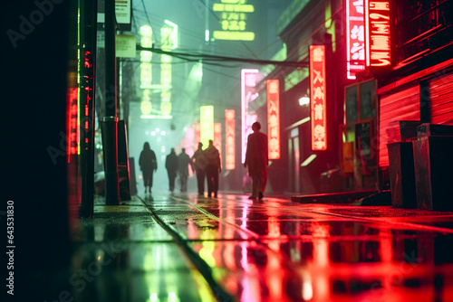 Cyberpunk Tokyo: Glimpse into the Future of City Streets, Generative AI photo