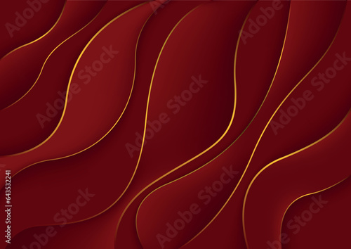Red Flowing Waves with Gold...