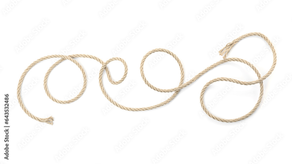 Hemp rope isolated on white, top view Hemp rope isolated on white, top view