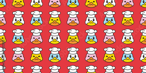 duck seamless pattern chef hat cooking bakery kitchen rubber duck shower bathroom toy chicken bird vector pet wrapping paper scarf isolated doodle cartoon animal farm tile wallpaper repeat background 
