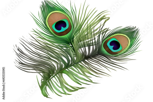 Green and white striped leaves of peacock plant with purple underside isolated on transparent background