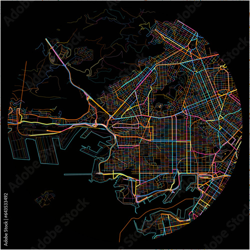 Colorful Map of Keratsini, Attica with all major and minor roads.