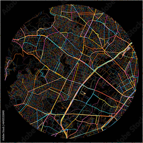 Colorful Map of Egaleo, Attica with all major and minor roads.