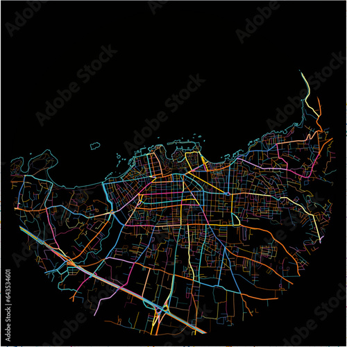 Colorful Map of Chania, Crete with all major and minor roads.