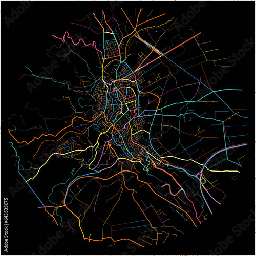 Colorful Map of Veria, Central Macedonia with all major and minor roads.