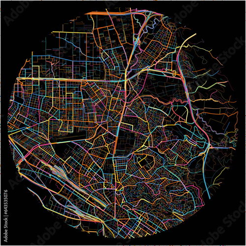 Colorful Map of Stavroupoli, Central Macedonia with all major and minor roads.