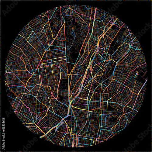 Colorful Map of AgioiAnargyroi, Attica with all major and minor roads.