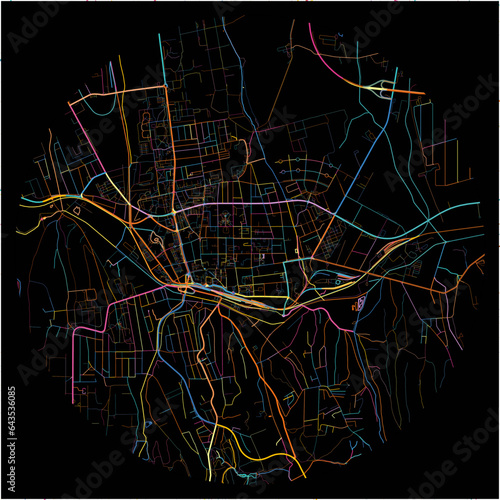 Colorful Map of Kaposvar, Somogy with all major and minor roads. photo
