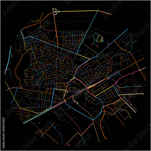 Colorful Map of Hodmezovasarhely, Csongrád with all major and minor roads.