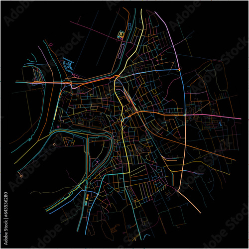 Colorful Map of Baja, Bács-Kiskun with all major and minor roads.