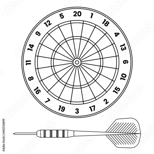 Darts Outline Icon Illustration on White Background