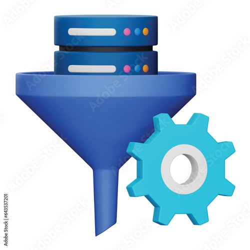 Data filtering 3d rendering isometric icon.