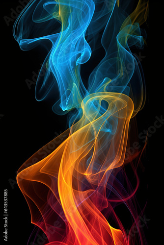 Beautiful colorful rainbow smoke on a black background. Abstract gradient opacity. Smoky translucency.