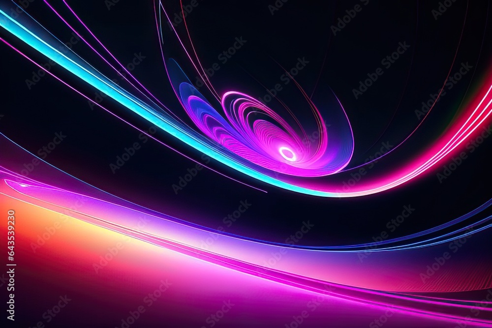 Fototapeta premium Abstract futuristic background with blurry glowing wave and neon lines. Spiritual energy concept