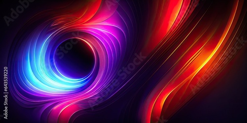Abstract futuristic background with blurry glowing wave and neon lines. Spiritual energy concept