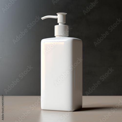 Soap bottle in blank white color, on the bath room