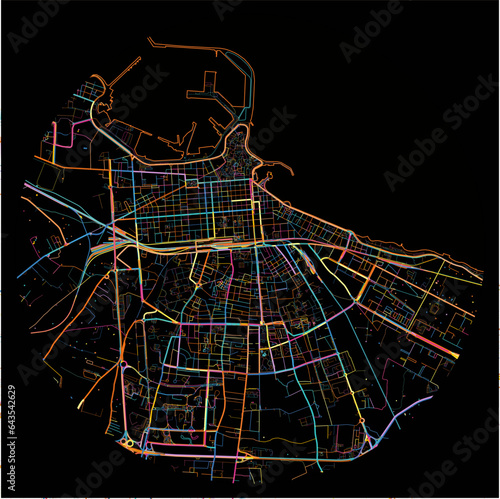 Colorful Map of Bari, Apulia with all major and minor roads.