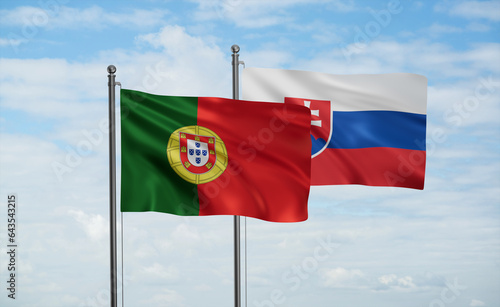 Canvas Print Slovakia and Portugal flag