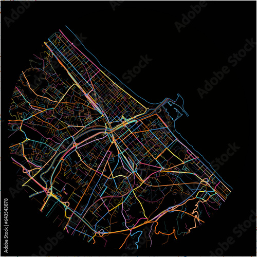 Colorful Map of Pescara, Abruzzo with all major and minor roads.