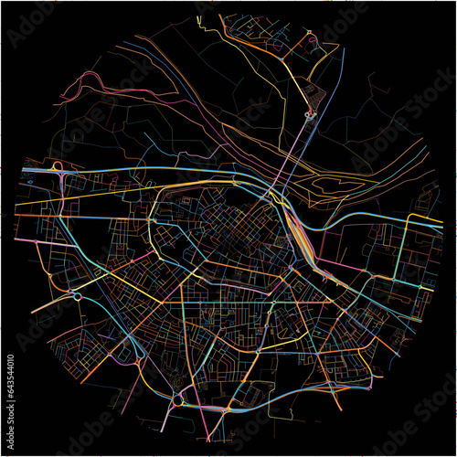 Colorful Map of Piacenza, Emilia-Romagna with all major and minor roads.