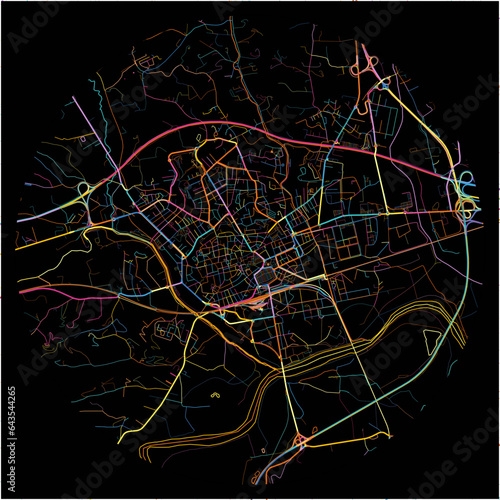 Colorful Map of Asti, Piedmont with all major and minor roads.