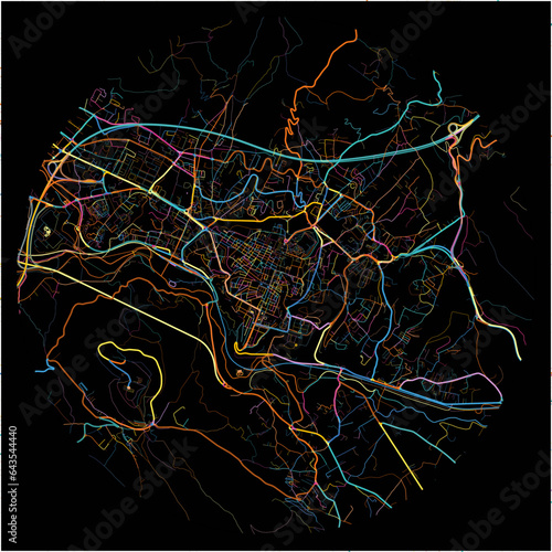 Colorful Map of LAquila, Abruzzo with all major and minor roads. photo