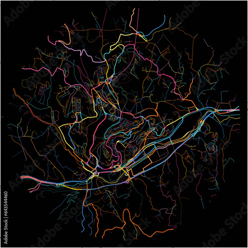 Colorful Map of Potenza, Basilicata with all major and minor roads.