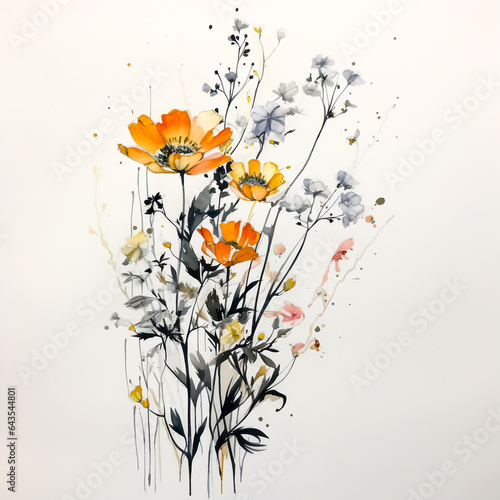 Abstract background art, a watercolor painting of flowers.
