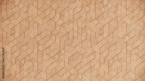 Natural Wood Triangular Blocky Wall. wooden wall made of numerous triangular blocks