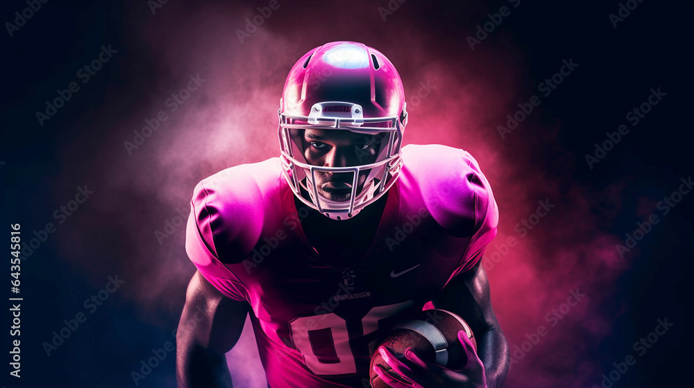 professional american football player in pink light
