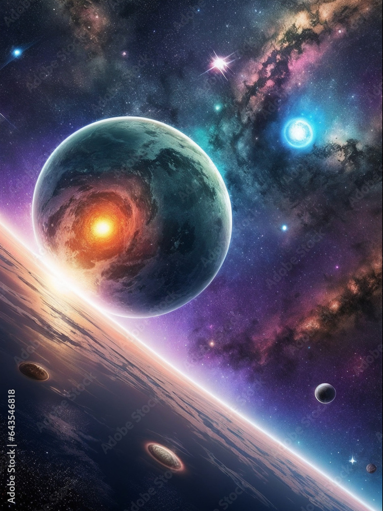 Cosmic Planet in Space Background