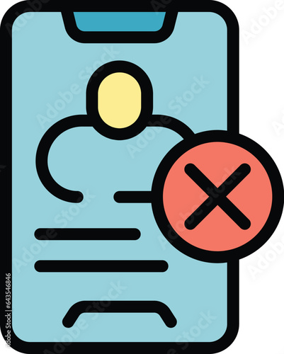 Woman deleting account icon outline vector. Social profile. Privacy bin color flat