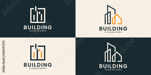 modern building real estate apartment logo design