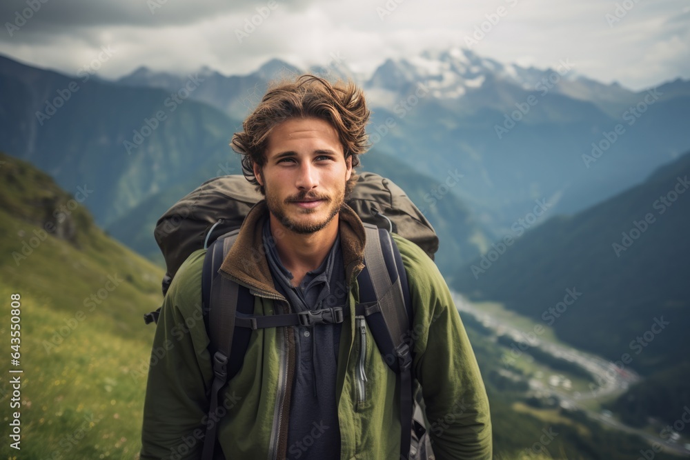 Man Hiking In The Mountains