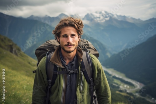 Man Hiking In The Mountains