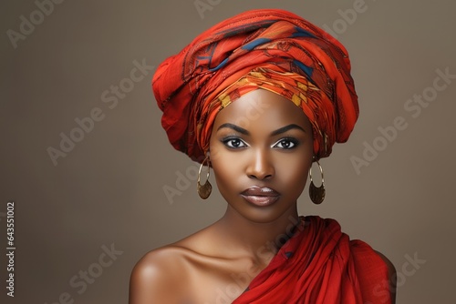 A Woman Wearing A Red Turban And Earrings